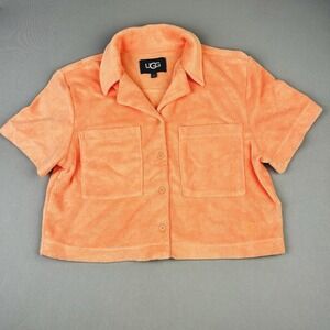 UGG Women's S Saniyah Button Up Crop Top Terry Shirt‎